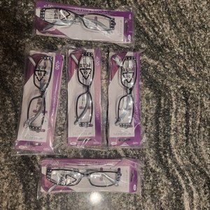 Reading Glasses - Pack of 5 w/Cases  +1.00 Erin by M+ NEW!